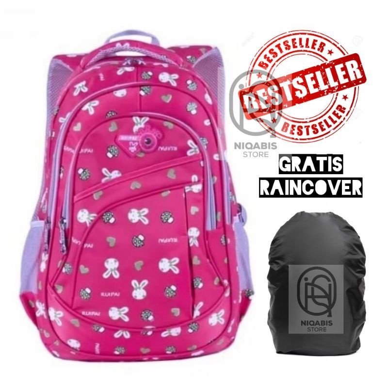 Tas Ransel Gummy Rabyt Ransel Anak Sekolah perempuan Free Up to Cover hujan