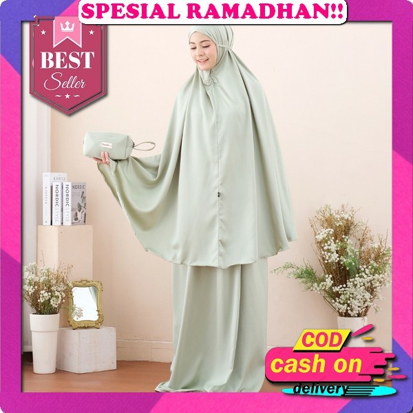 Mukena Dewasa Khatijah Free Tas Mukenah Jumbo Bahan Katun Premium Bahan Adem Mukena Dewasa Jumbo Ter