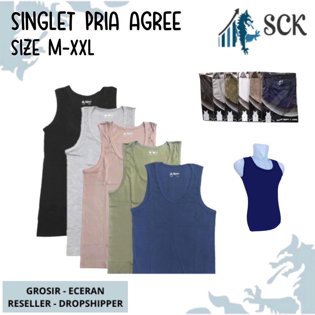 Singlet Pria AGREE 6 WARNA / Kaos Dalam DEWASA / Pakaian Dalam Cowok  - sckmenwear GROSIR