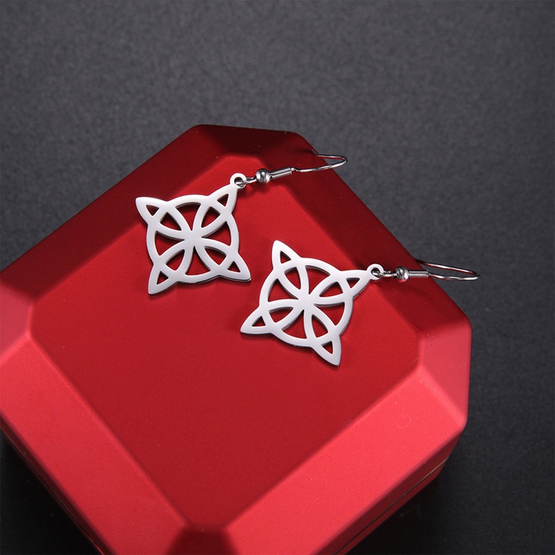 Hip-hop Celtic Knot Earrings Untuk Wanita Stainless Steel Witch Knot Earring Star Of David Earrings Vintage Perhiasan Hadiah Pesta