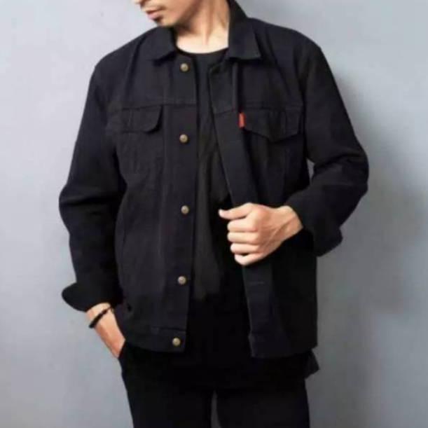 MURAH BANGET Jaket Jeans Pria LEVIS Hitam Pekat Keren Terbaru - Jacket Denim Distro Kekinian