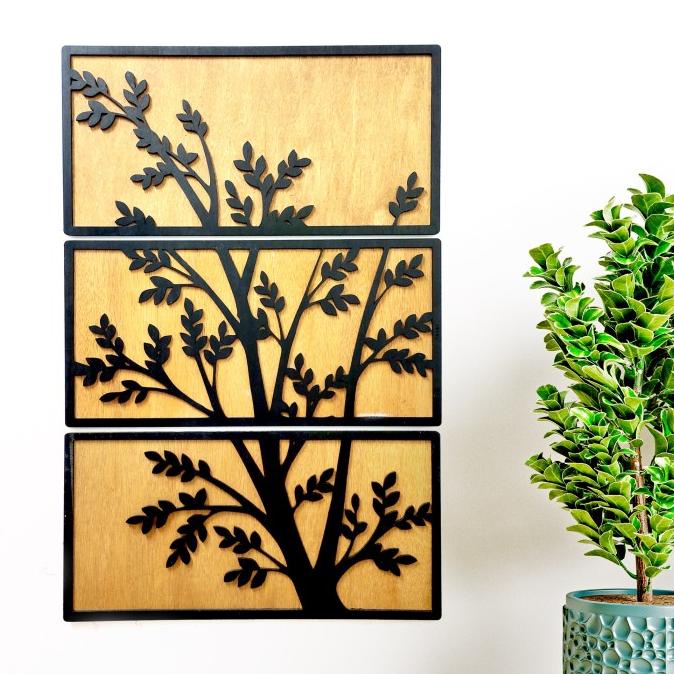 Dekorasi Rumah Hiasan Dinding Kayu Aesthetic Motif Daun Aesthetic