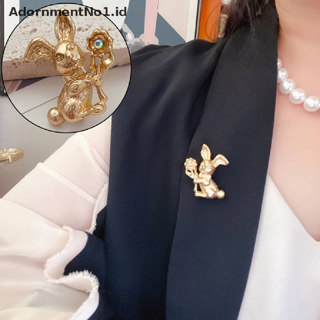 [AdornmentNo1] Fashion Retro Golden Rabbit Bros Untuk Wanita Lucu Hewan Pin Unisex Bunny Pesta Santai Bros Pin Hadiah [ID]