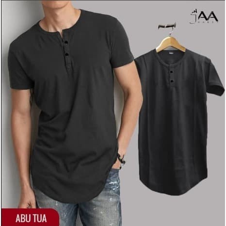 PROMO BAJU KOKO PRIA / KURTA PENDEK / KOKO PAKISTAN / KAOS LONGLINE MUSLIM - PUTIH, L TRENDY TERBARU