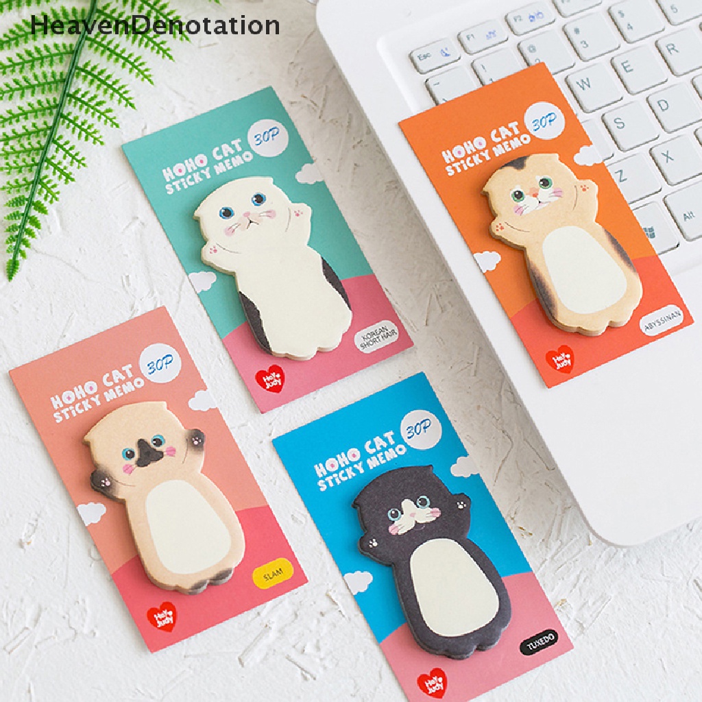 [HeavenDenotation] Cute Cat Series Sticky Note Stiker Pesan Siswa N Times Memo Pad Scrapbooking Sekolah Label Alat Tulis HDV