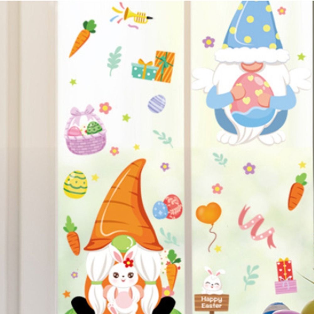 [Elegan] Electrostatic Sticker Self-adhesive Removable Kartun Seni Mural Kamar Anak Dekorasi Stiker Untuk Rumah Pesta Paskah Selamat Jendela Stiker