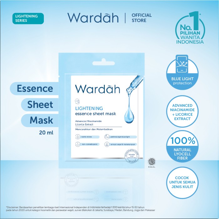 (READY &amp; ORI) Wardah Lightening Essence Sheet Mask Masker Wajah BPOM 20ml