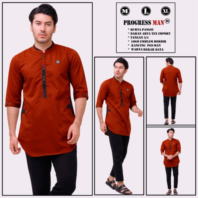 Baju Koko Kurta Pria Model Pangsi Original Progress Man