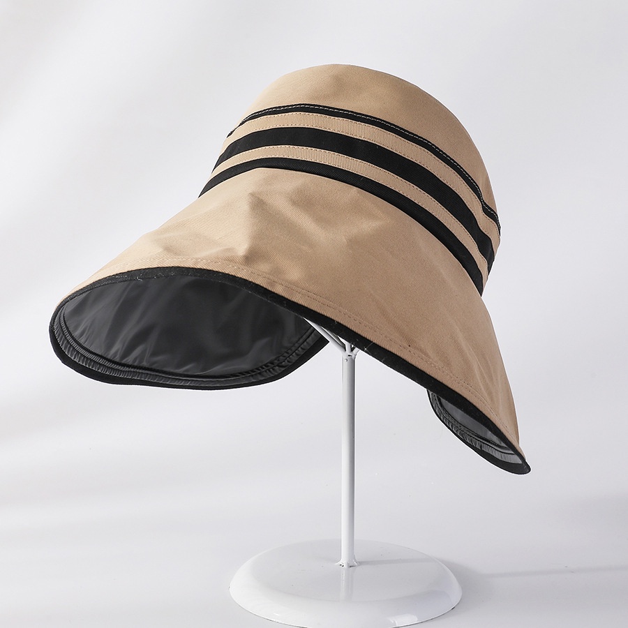 Upf50+karet Hitam Pinggiran Besar hollow top Topi Matahari Lipat