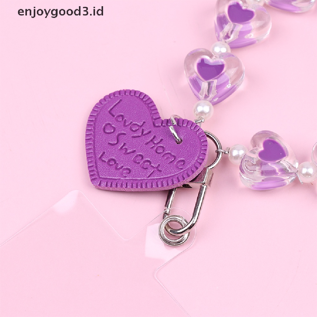 【 Rready Stock 】 Crystal Love Heart Hanging Ring for Mobile Phone Lanyard Anti-Lost Bracelet （ ID ）
