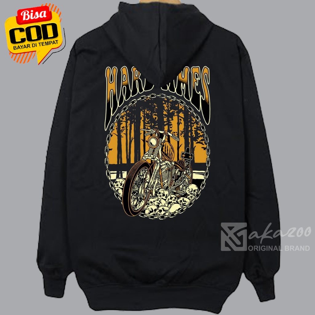 hudy cowok hoodie distro akazoo warna hitam HARD AMES gambar blakang sablon saku gold suiterr pria dewasa 2023