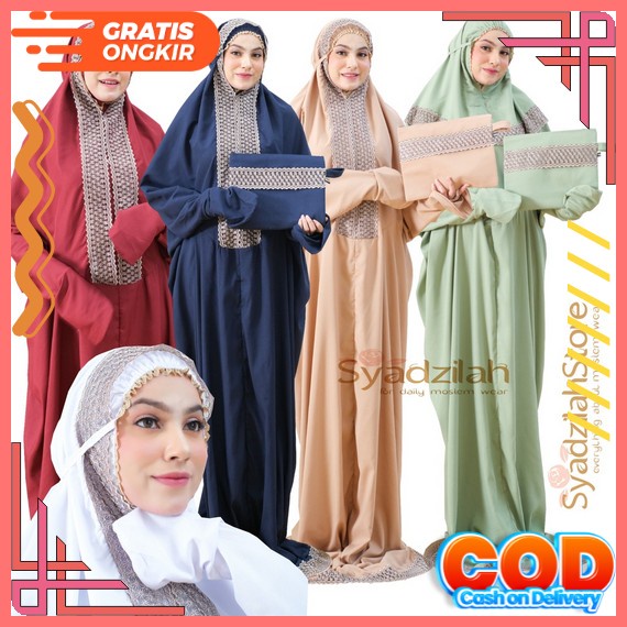 Mukena Terusan Motif Terompah By Zahis Mukena Dewasa Jumbo Terbaru 2022 Bahan Adem Mukenah Terusan D