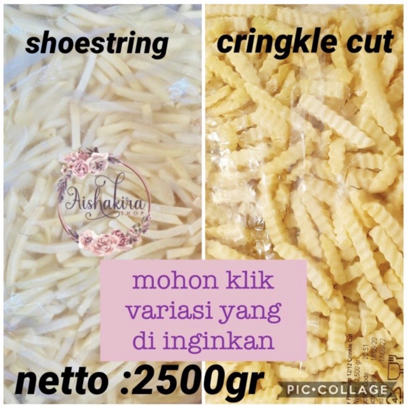 Kentang goreng 2,5 kg shoestring / cringkle batter / coated