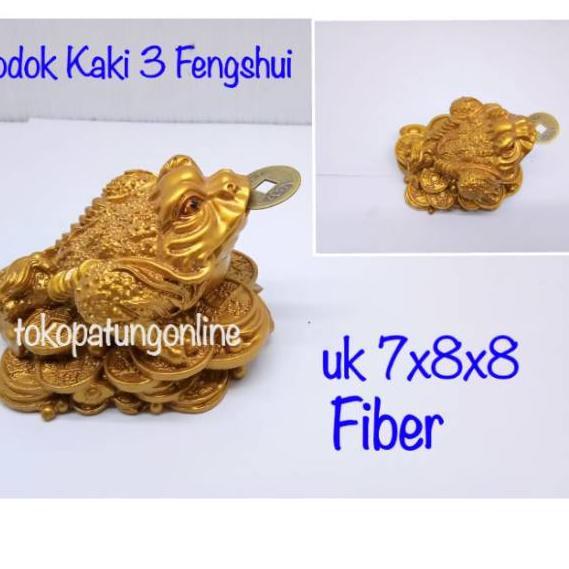 ✺ Patung Kodok Fengshui Gigit Koin Cina Kaki 3 ♤