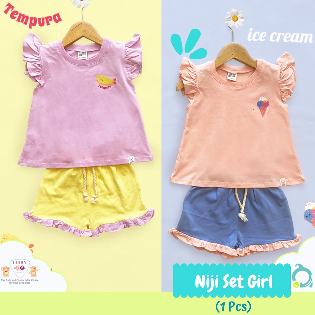 LIBBY Earth Stelan Anak Niji Set Oblong Pendek Celana Pendek Series GIRL (1 STEL)