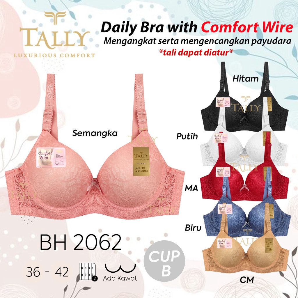 Bh Bra Tally 2062 (Cup B) Brokat Renda | Busa Tipis Pakai Kawat |fjc