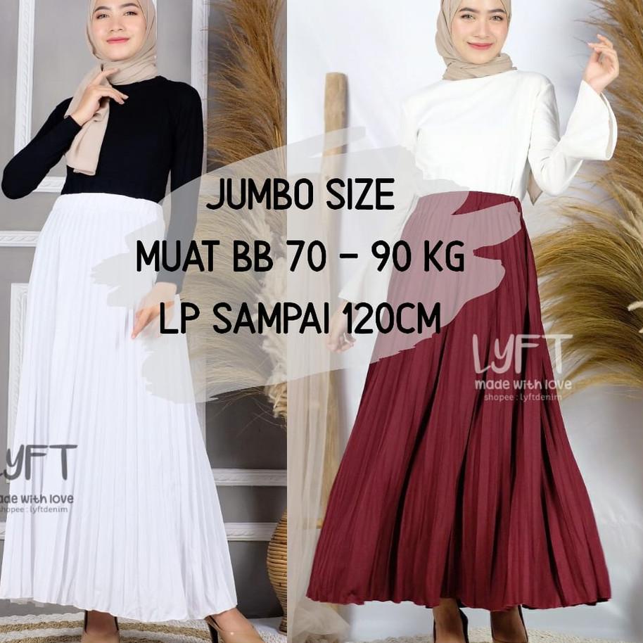 ♣ [PREMIUM PLISKET JUMBO] Rok Plisket JUMBO SIZE MAYUNG Premium Quality /Rok Rempel Panjang / Rok hi