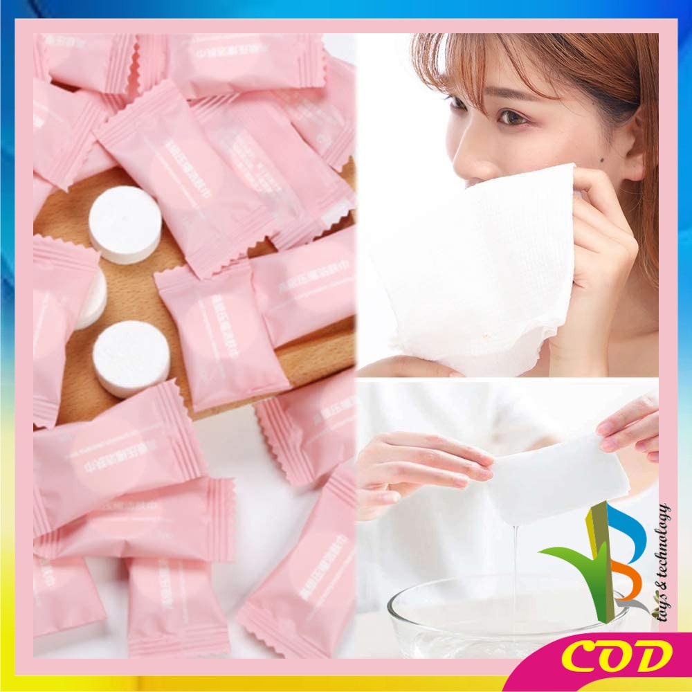 RB-K142 Tissue Bulat Mini Travel Sekali Pakai / Masker Wajah Kompres Towel Portable Tisu Bentuk Permen / Travelling Compressed Paper Mask Sheet Import