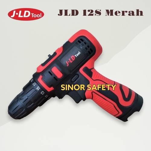 JLD 12S Merah Cordless Bor Drill Baterai + Charger