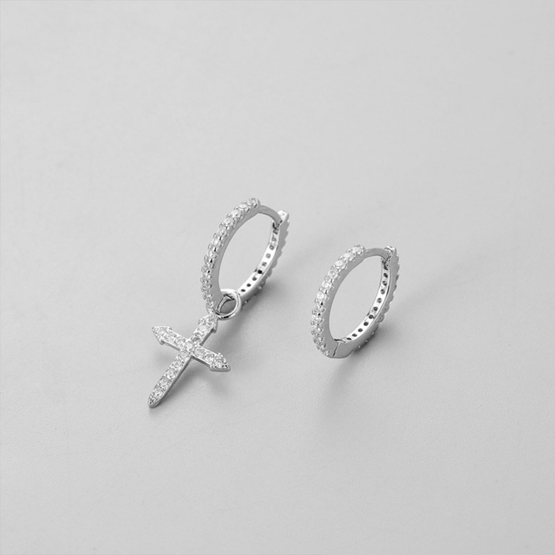 Mode Baru Mini Zirkon Cross Drop Pendant Hoop Earrings Punk Hip Hop Perempuan Tindik Menjuntai Anting Untuk Wanita Pria Perhiasan