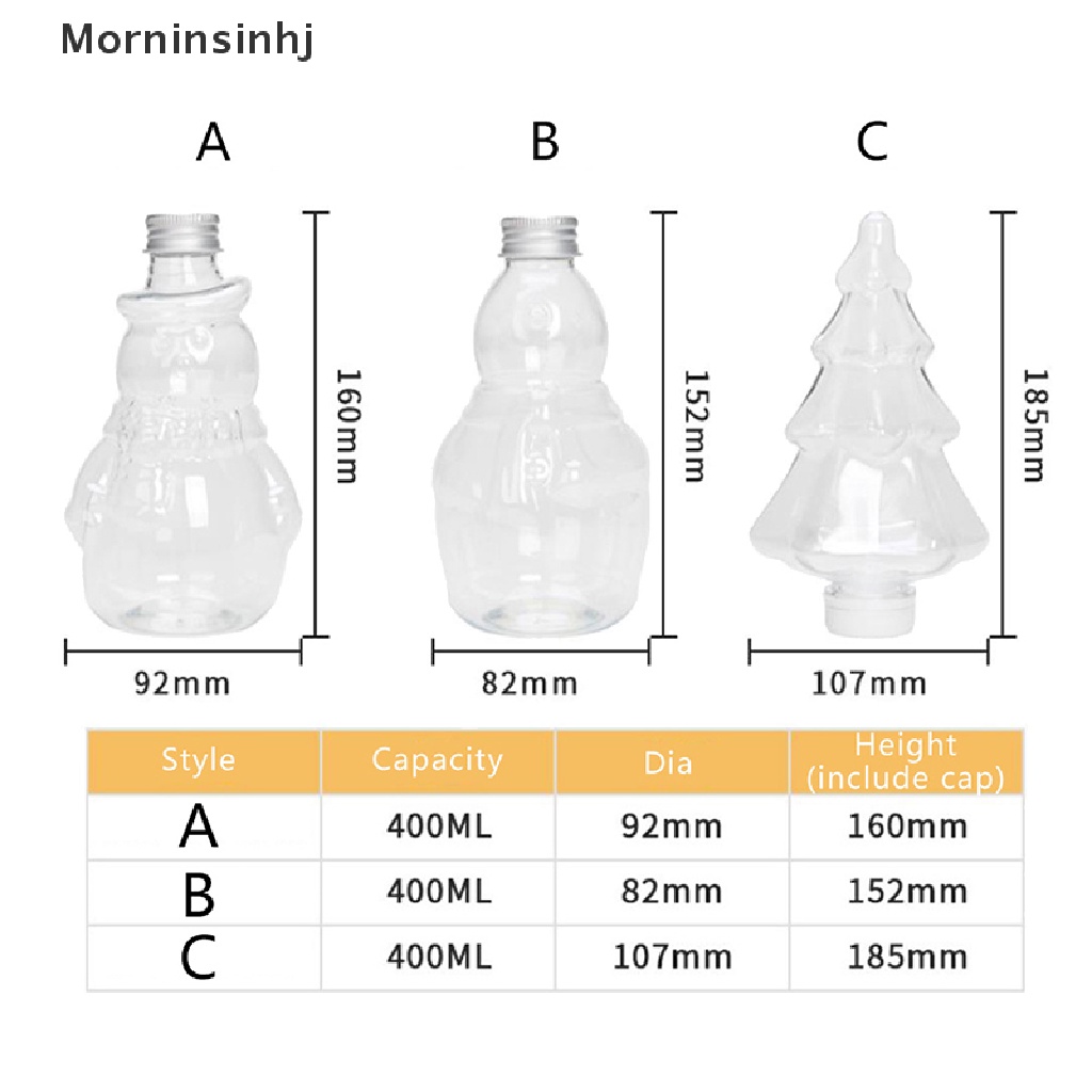 Mornin Christmas 400ml Botol Minum Transparan Minuman Dingin Milk Tea Juice Cup id