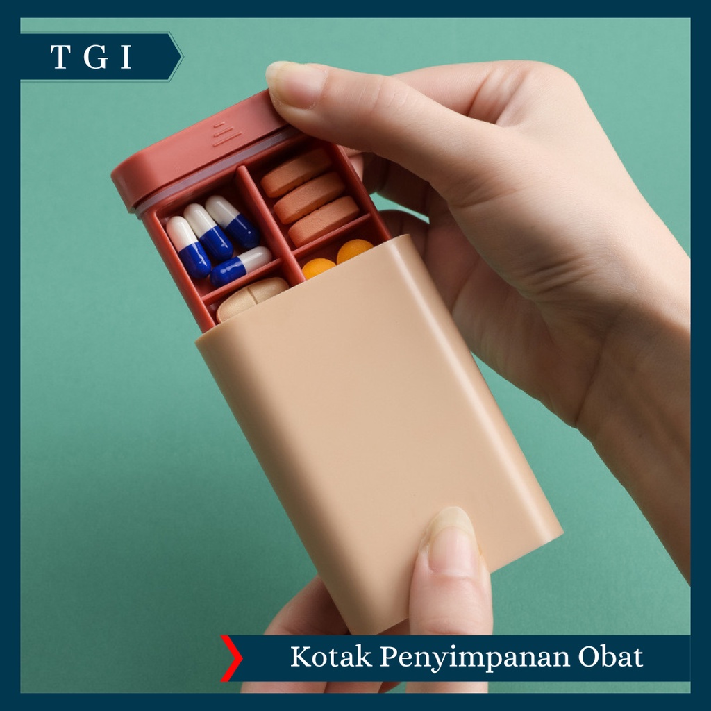 TGI - KOTAK PORTABLE PENYIMPNAN OBAT / KOTAK PENYIMPANAN OBAT PIL 6 SEKAT / KOTAK PENYIMPANAN OBAT MINIMALIS / PORTABLE MEDICINE STORAGE BOX