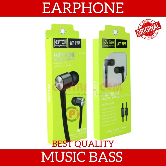 Headset Earphone NT-119 Music Bass Kabel Jack 3.5mm