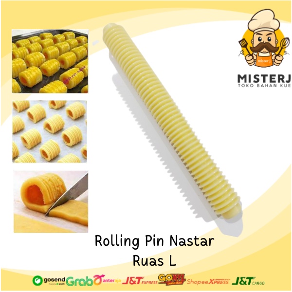 Rolling Pin Nastar Ruas L | Cetakan Kue Nastar Gulung | Sinlian Rolling Pin Nastar Gulung Garis Keci