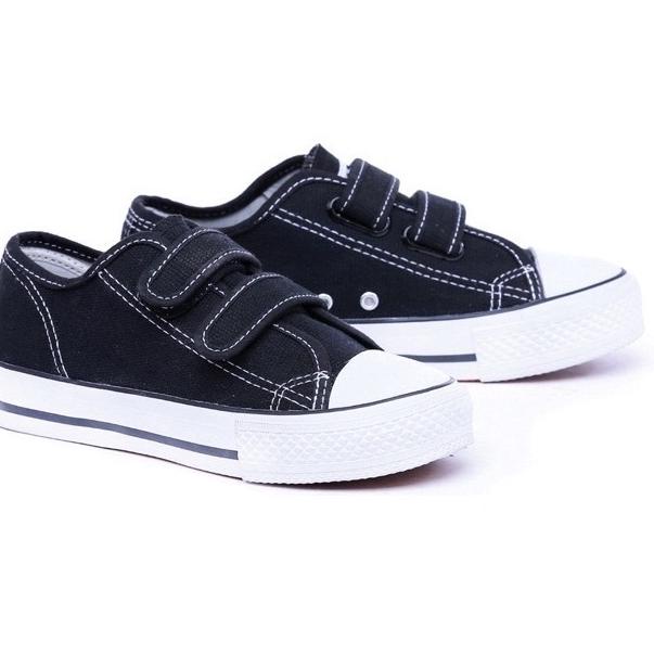 Sepatu Sekolah Anak Model Warrior Velcro Strap Perekat Casual Warna Hitam CJRLK (KODE B0707)