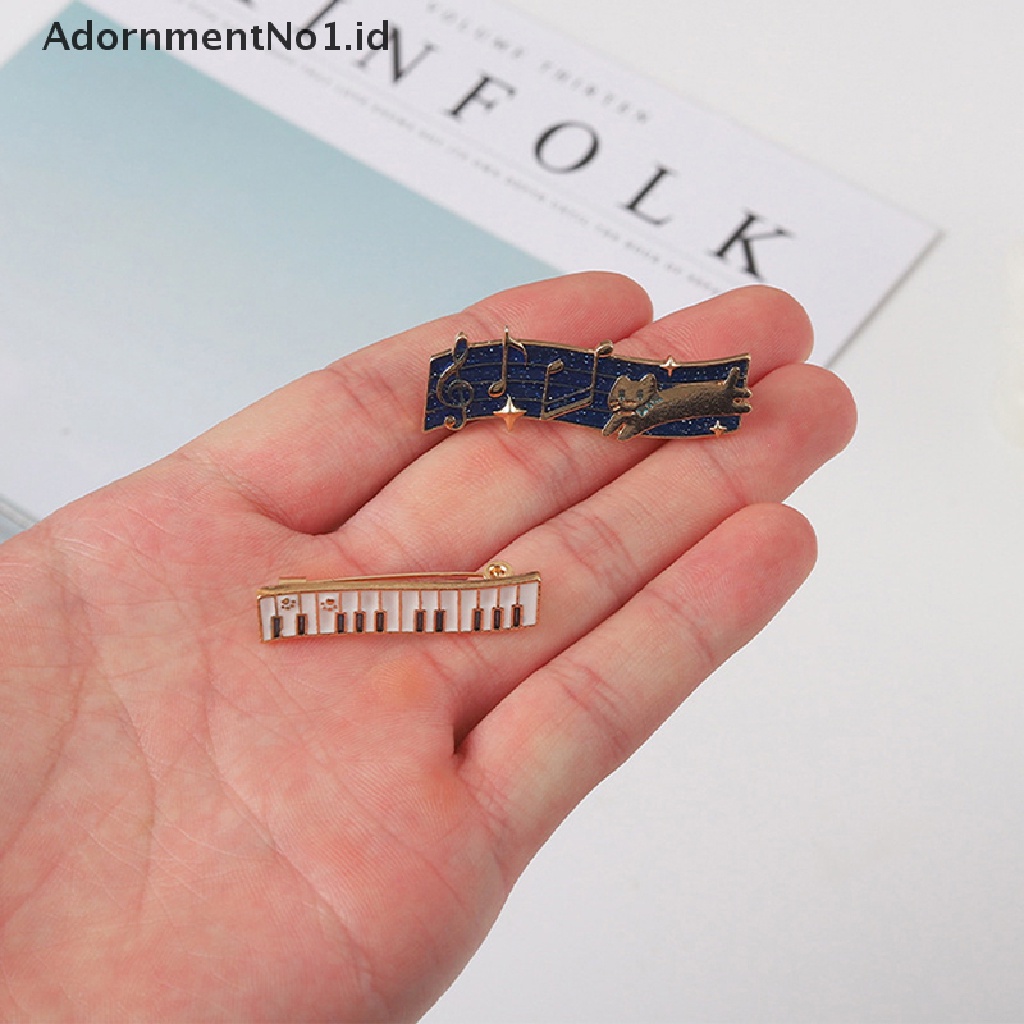 [AdornmentNo1] Musik Notes Bros Untuk Wanita Pria Enamel Dancing Cat Pesta Kantor Brooch Pin Hadiah [ID]