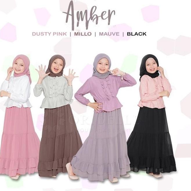 (COD) Setelan Anak Perempuan Baju Muslim Anak Perempuan Usia 10-12 Tahun Farisya Kids Set Rok Pakaia