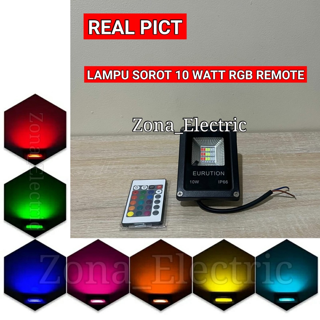LAMPU SOROT TAMAN OUTDOOR 10 WATT LED RGB + REMOTE / FLOOD LIGHT LED