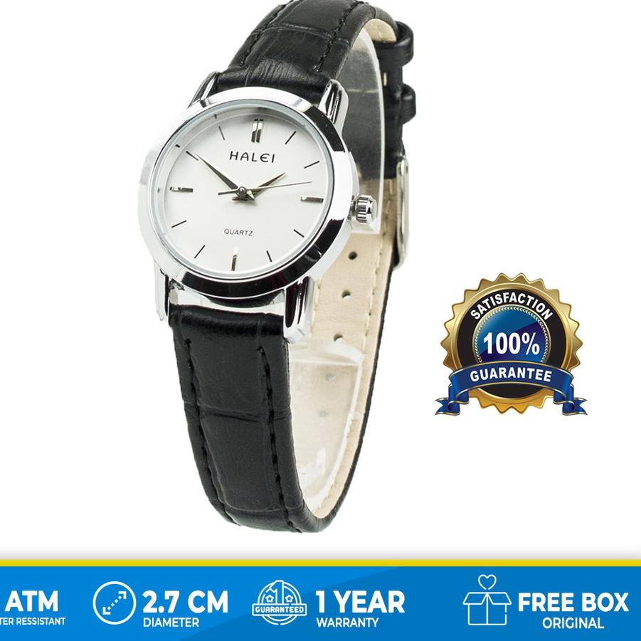 Halei watch Official Store Garansi resmi 1 tahun Jam Tangan Halei Original Wanita Kulit Silver 509 L