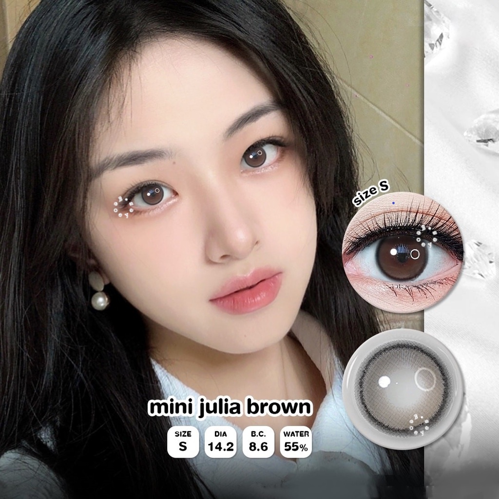 Softlens Kitty Kawaii Mini Julia - Gray dan Brown Bisa Minus