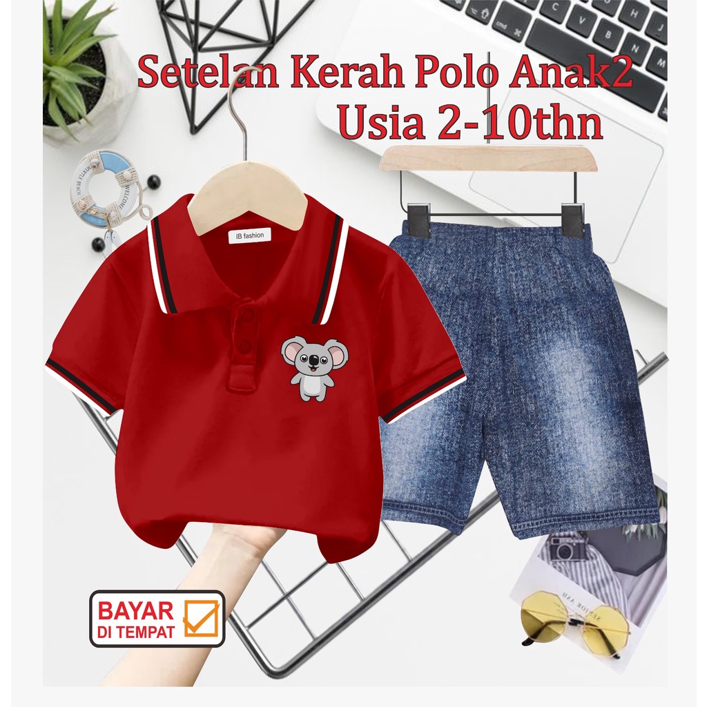 ((IB))SETELAN ANAK2 KERAH POLO/LOGO KOALA DIGITAL SABLON