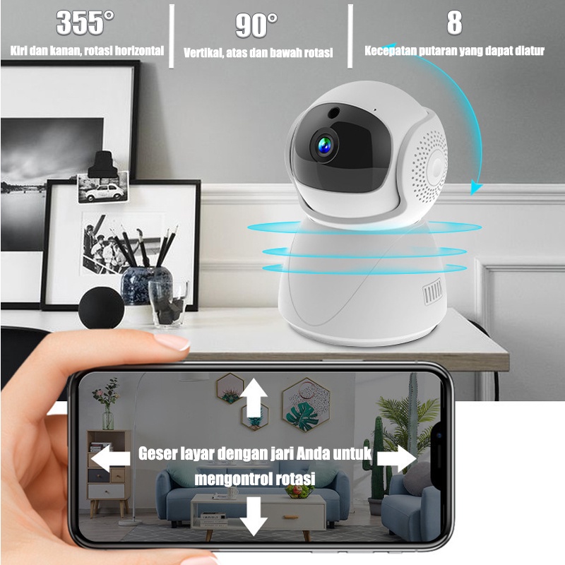 Kamera pengintai nirkabel WIFI360 memutar 1080P HD kamera telepon kamera interkom suara