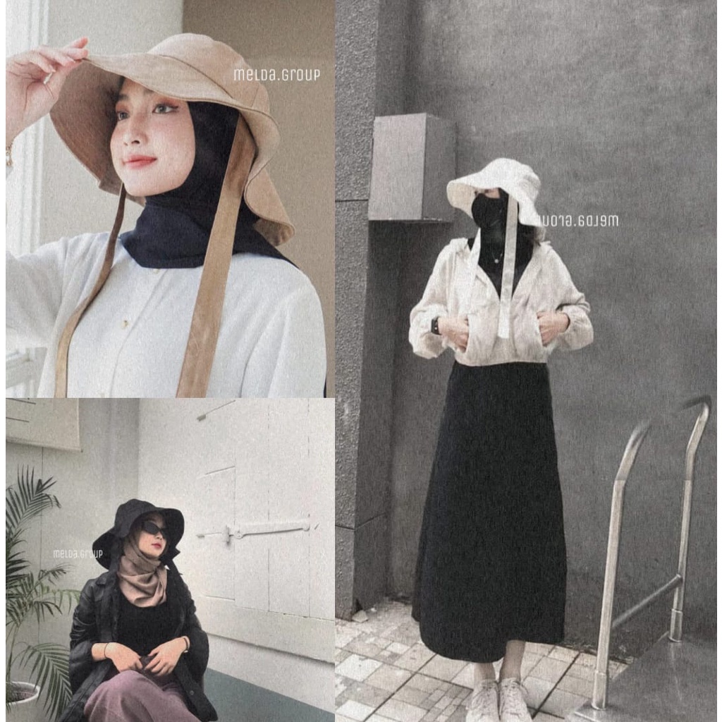Topi Bucket Hat Lebar Selebgram Topi Bucket Hat Tali Wanita
