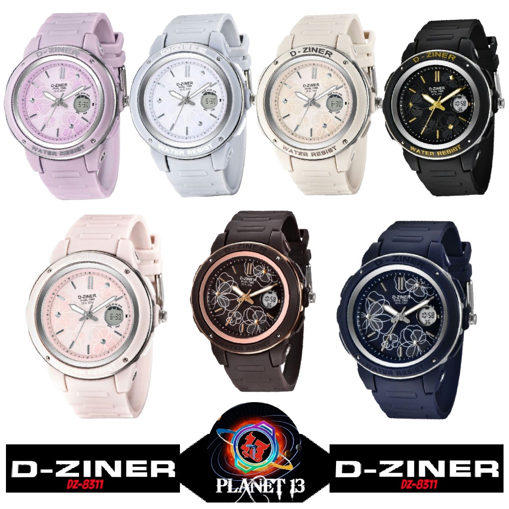 D-ZINER 8311 Jam Tangan Wanita D-ZINER Original DZ8311 Dualtime Series