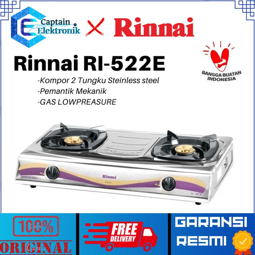 RINNAI Kompor Gas 2 Tungku RI-522 E 522E RI522E RI-522-E