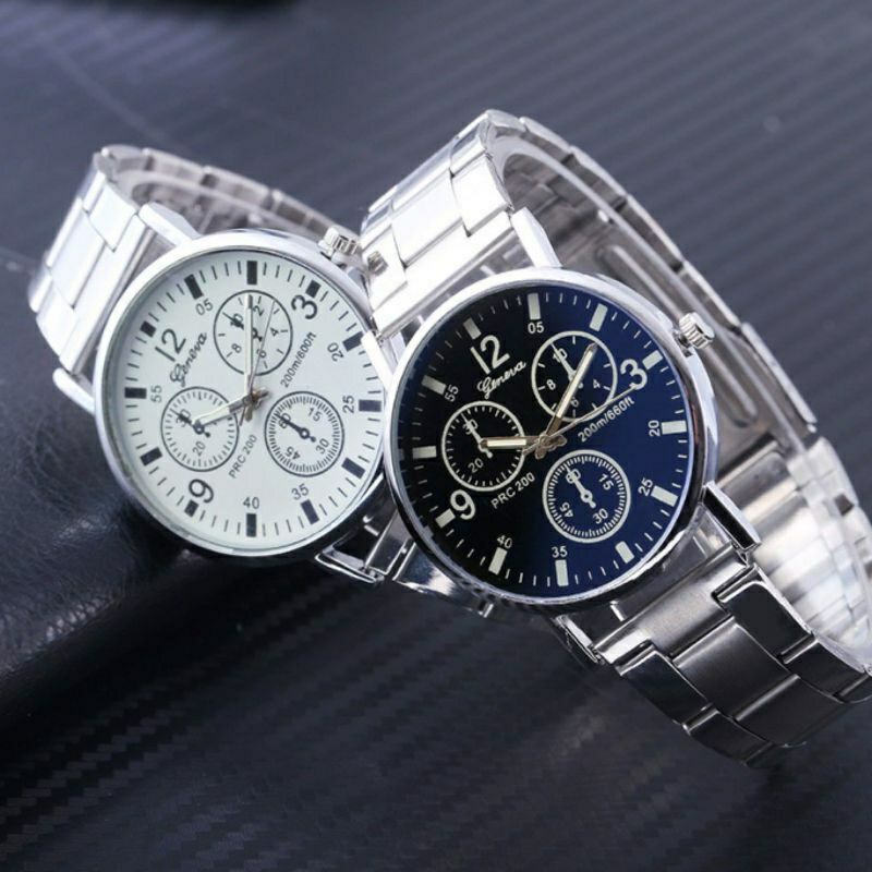 C ( C010 ) JAM TANGAN COUPLE GNEVA PRIA DAN WANITA  STAINLESS STELL