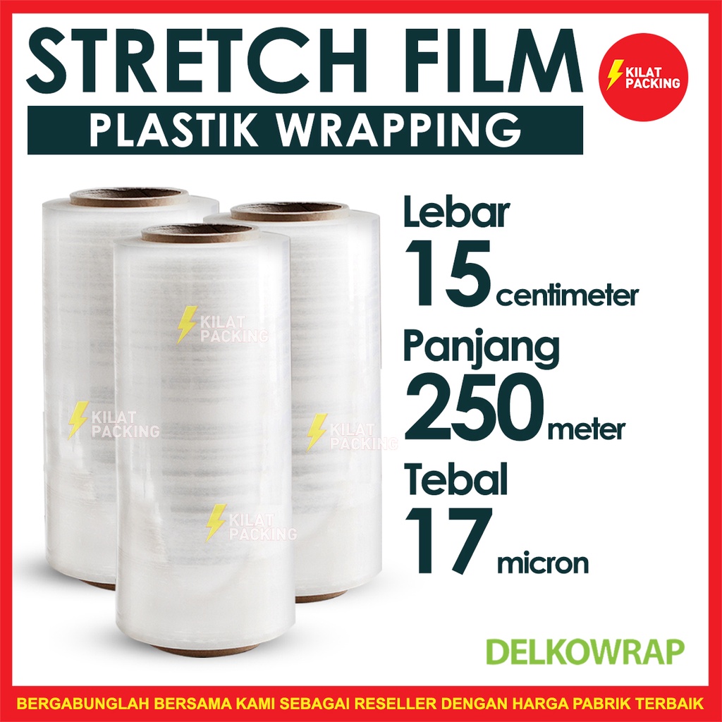 

Stretch Film Bening 15 CM x 250 M Plastik Wrapping Delkowrap Satuan