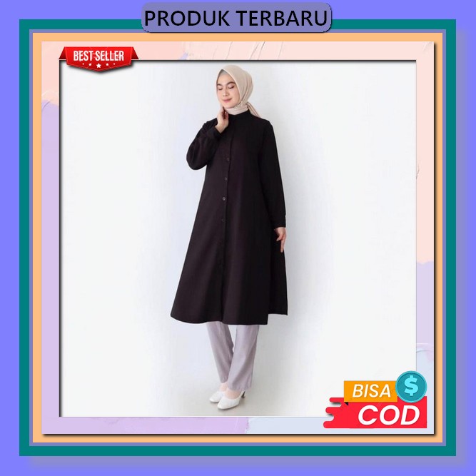 Cod - Kaktus Tunik Atasan Wanita Muslim Polos Basic Matt Katun Linen Besar Premium Ootd Casual Daily