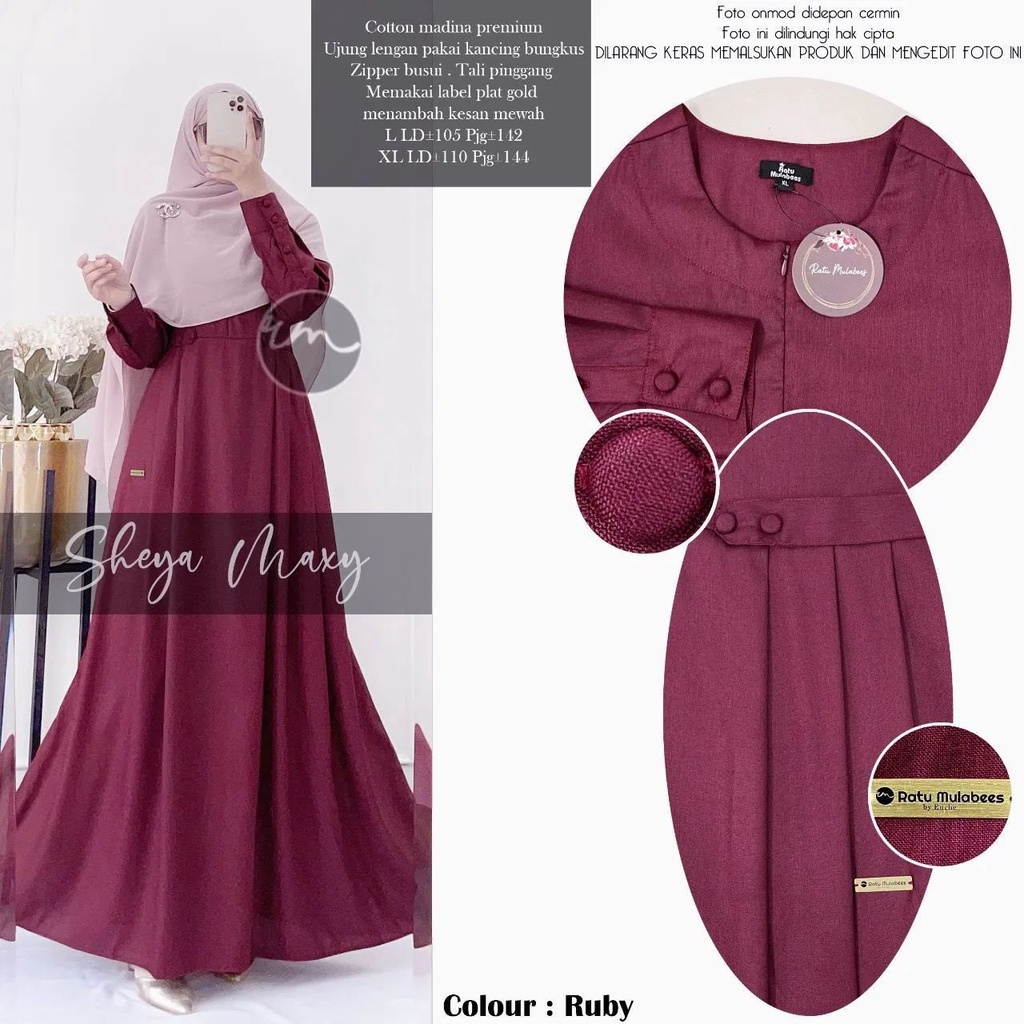 SHEYA MAXI DRESS WANITA POLOS MEWAH PREMIUM TERBARU