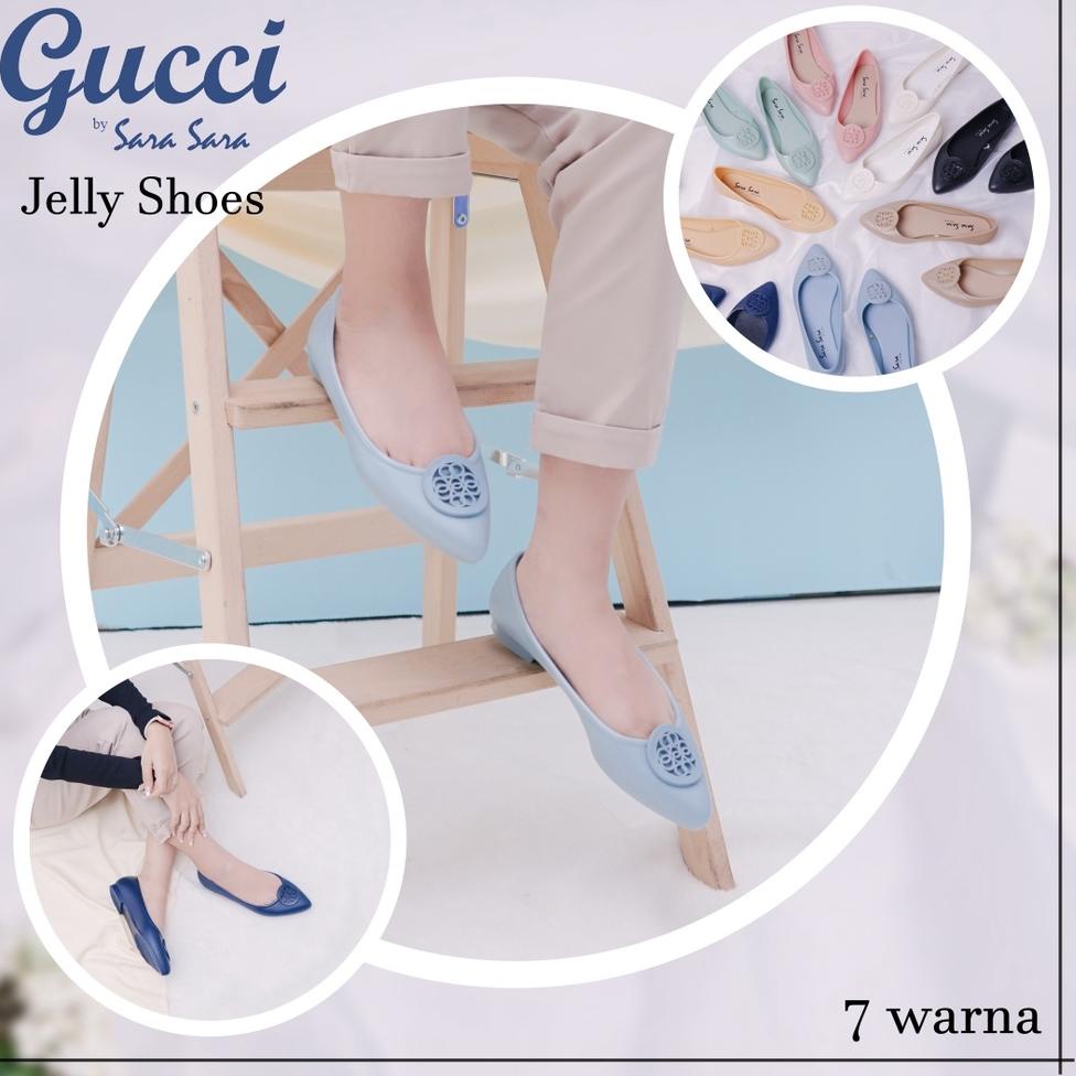 Harga Spesial Sara sara GUCCI Sepatu Jelly Wanita Casual Flatshoes ballerina sepatu kerja lancip ter