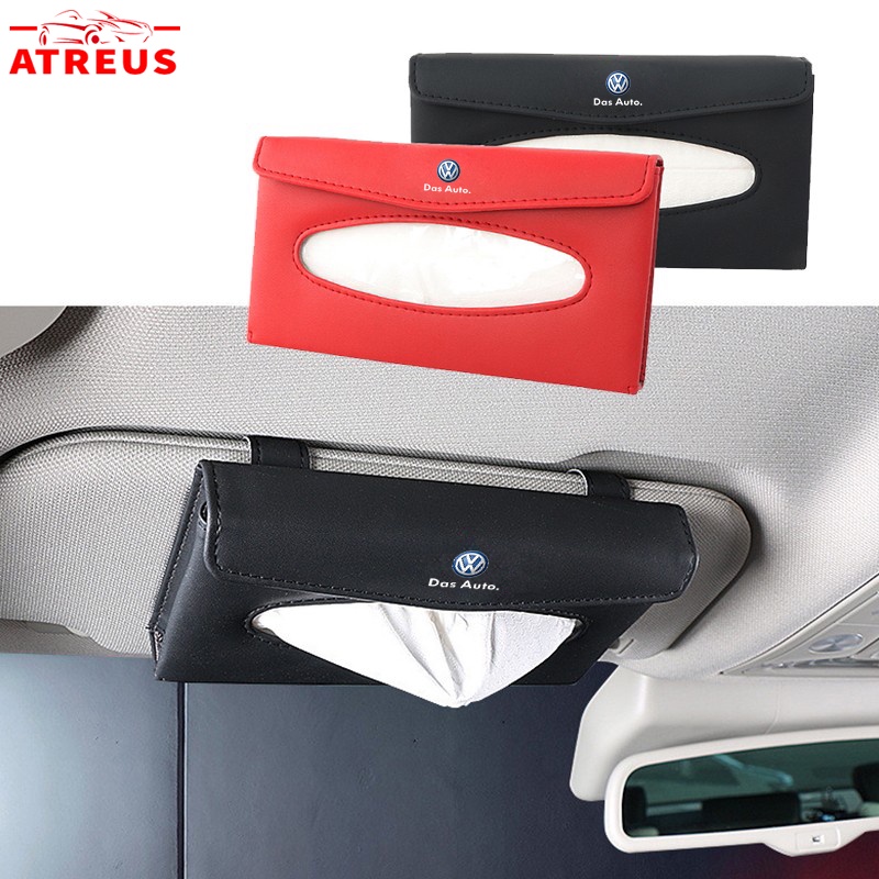 Volkswagen Car Sun Visor Tissue Tempat Penyimpanan Auto Paper Towel Kulit Tissue Box Untuk Polo Volkswagen Golf Scirocco Beetle Passat CC T5