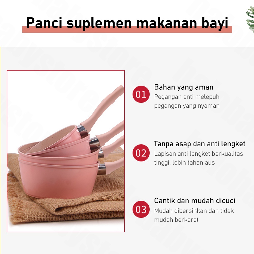 Halobaby Panci teflon Marble/Panci Mpasi Bayi Foodgrade /Sauce Pot anti lengket 12cm/14cm/16cm