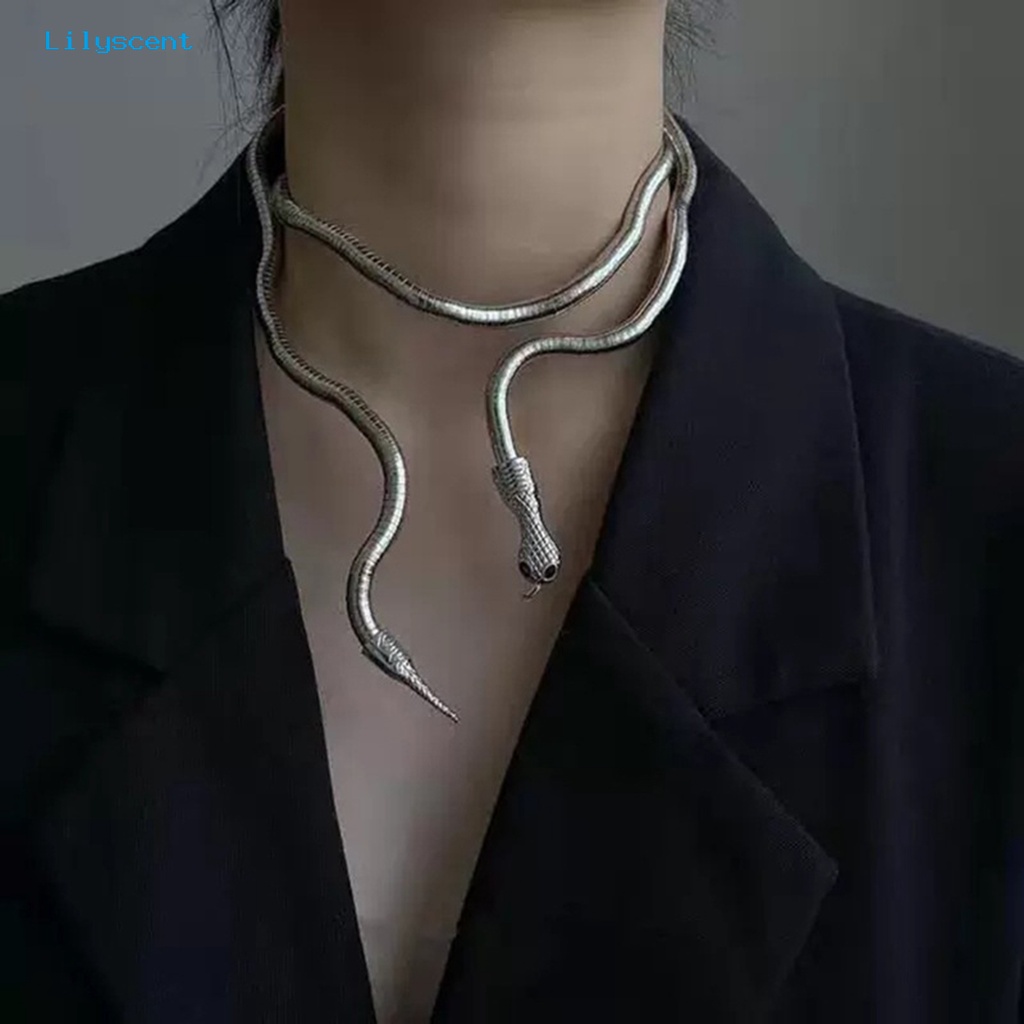 [LS] Kalung Choker Gaya Barat Electroplating Adjustable Multi-Fungsi Pengerjaan Halus Berdandan Indah Punk Alloy Ular Choker Perhiasan Aksesori