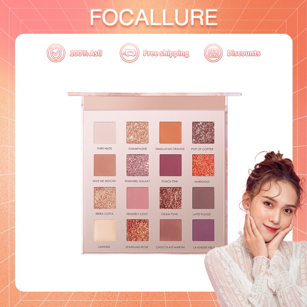 FOCALLURE Glitter Eyeshadow Palette-16 Colors Palet Eyeshadow Kosmetik Alis High Pigment And Smooth Powder FA88