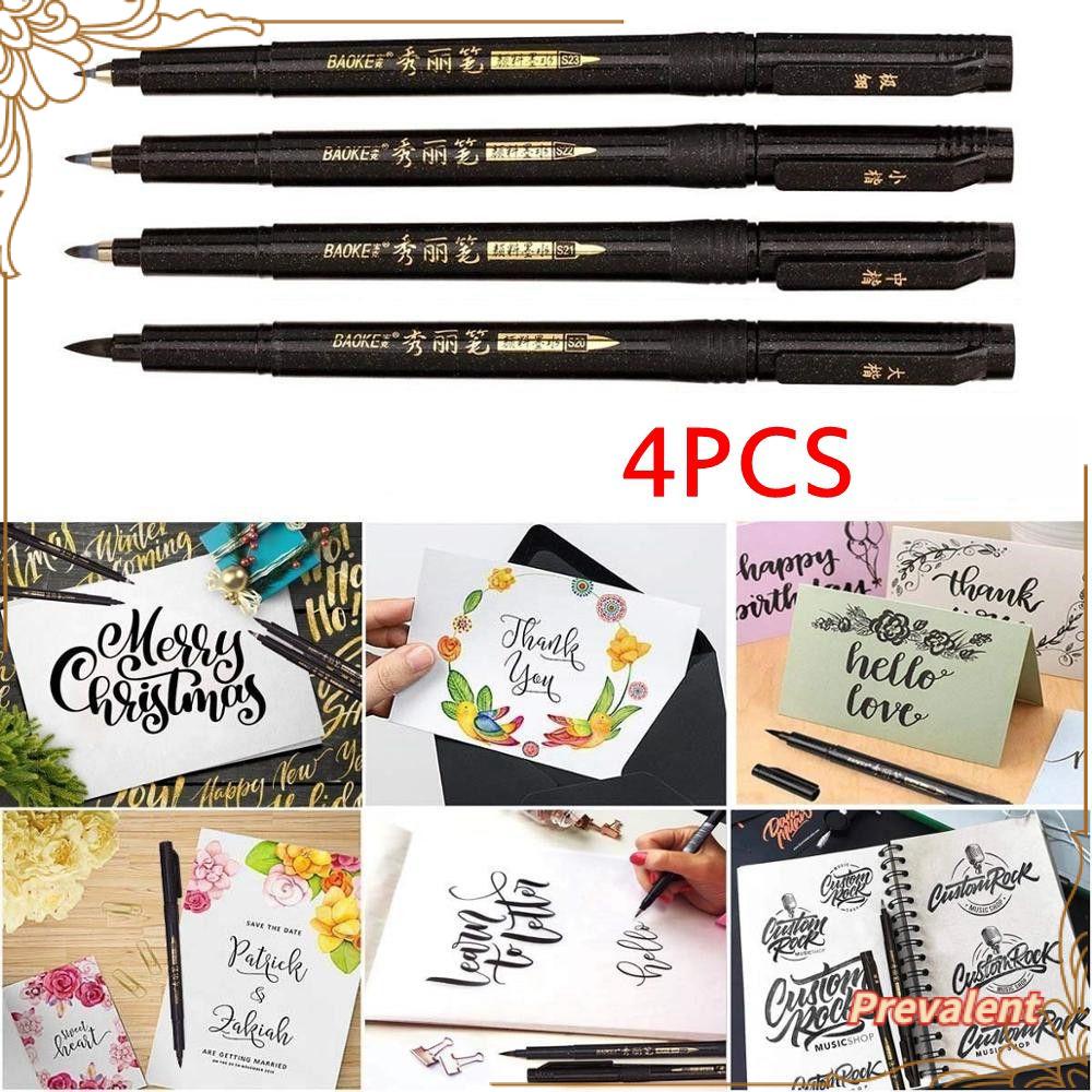 Preva 4PCS/Set Pena Tinta Kaligrafi Art Tools Ilustrasi Spidol Tulisan Tangan