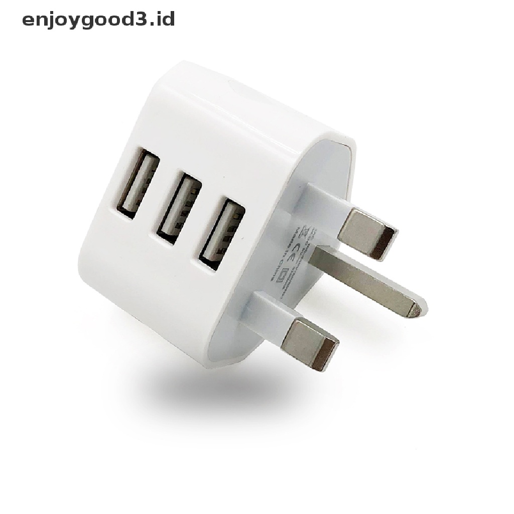 【 Rready Stock 】 Universal UK Wall Plug Power 3 Pin Adapter Charger With 1 / 2 / 3 USB Ports Charging For Mobile Phone Tablets Portable Mini Wall Charger （ ID ）